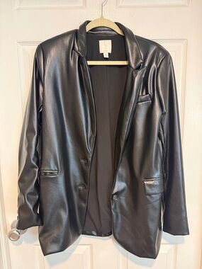 Faux Leather Blazer Jacket- like new
